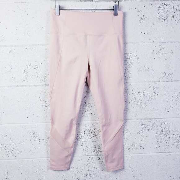 Athleta Eclipse Mesh Crop Leggings Size Medium High Rise Stretch Workout Pink - Picture 2 of 10